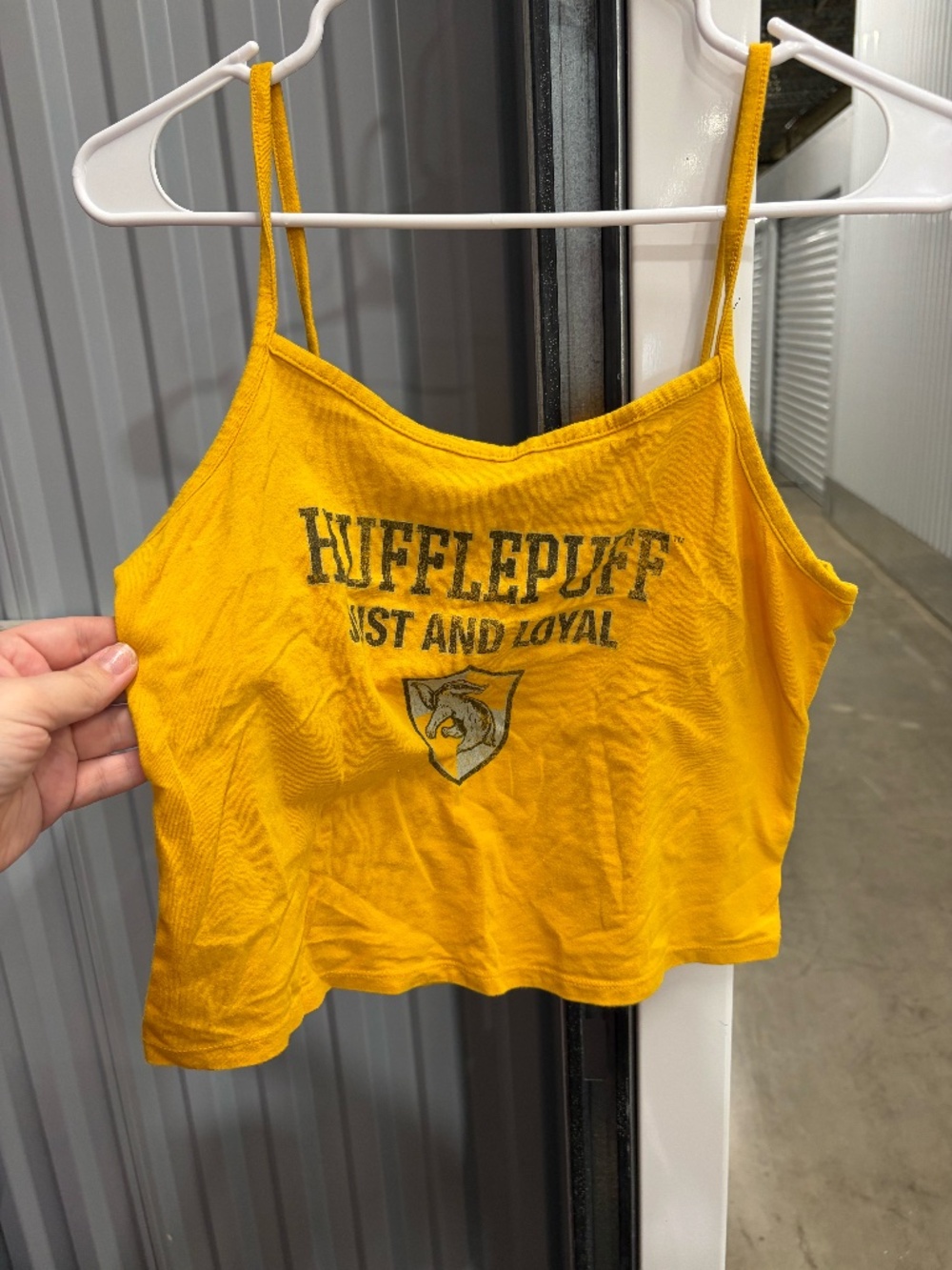 Hufflepuff Cropped Tank Top, Size Medium